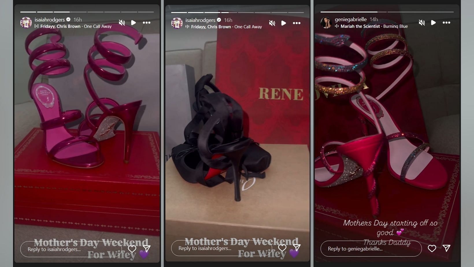 Isaiah Rodgers splurges on luxury Rene Caovilla stilettos for wife Genie Gabrielle (Image Credit: Rodgers/Gabrielle/IG)
